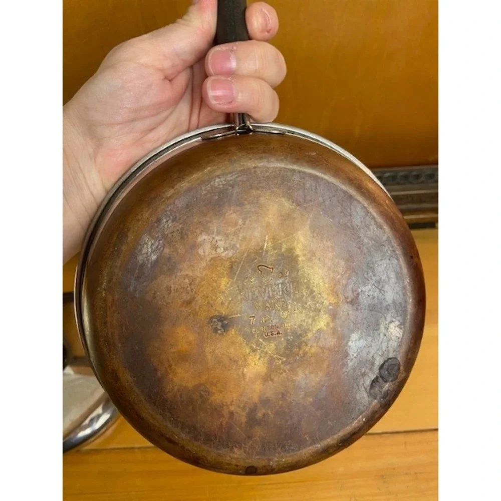 Revere Ware 7 Inch Skillet Copper Clad Bottom Stainless Steel Pan with Lid 91f